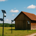Cobertizo rural protegido con cámaras de vigilancia alimentadas por energía solar