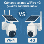 Comparación entre cámara solar WiFi y cámara solar 4G con paneles solares y conectividad inalámbrica.