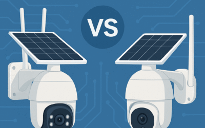 Comparación entre cámara solar WiFi y cámara solar 4G con paneles solares y conectividad inalámbrica.