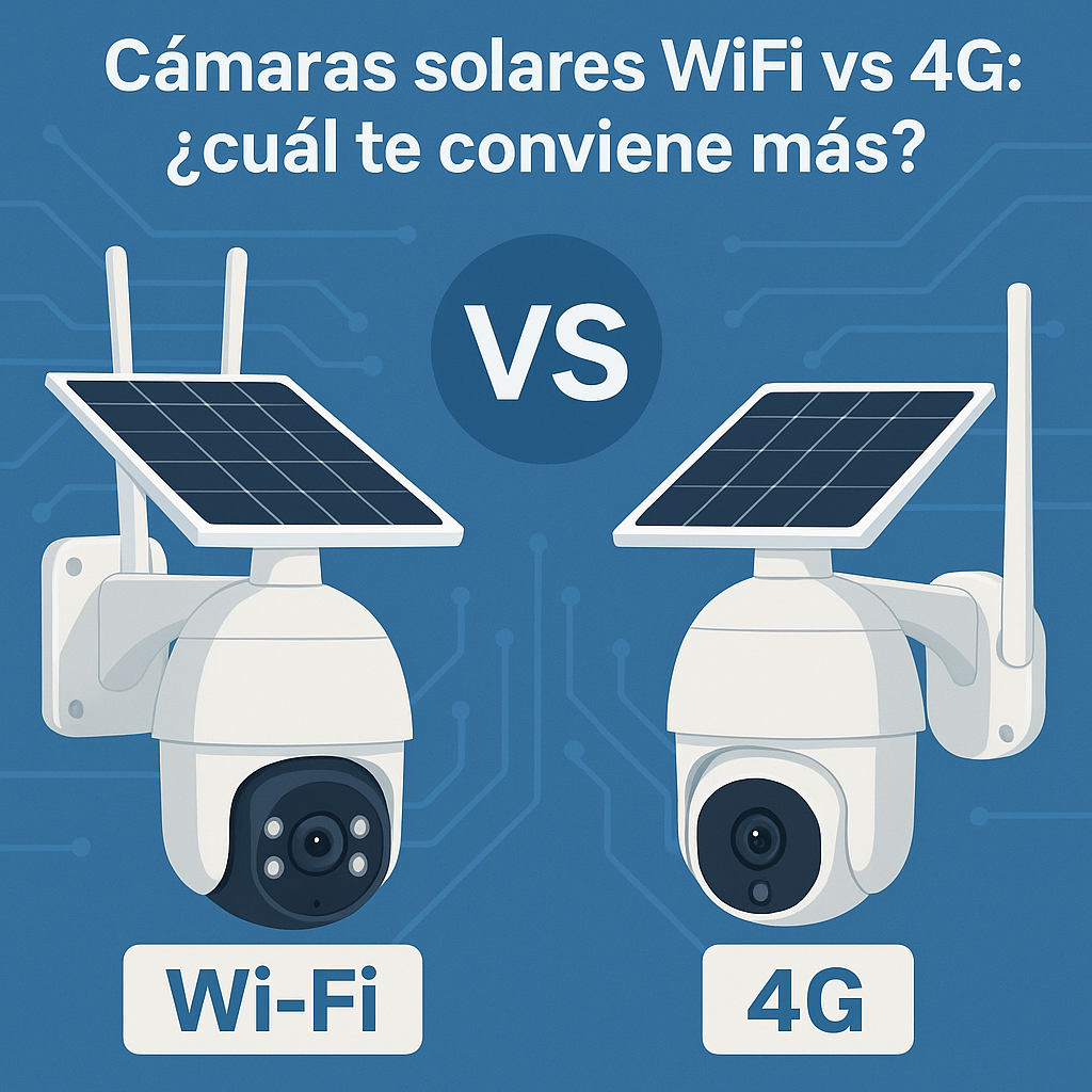 Comparación entre cámara solar WiFi y cámara solar 4G con paneles solares y conectividad inalámbrica.