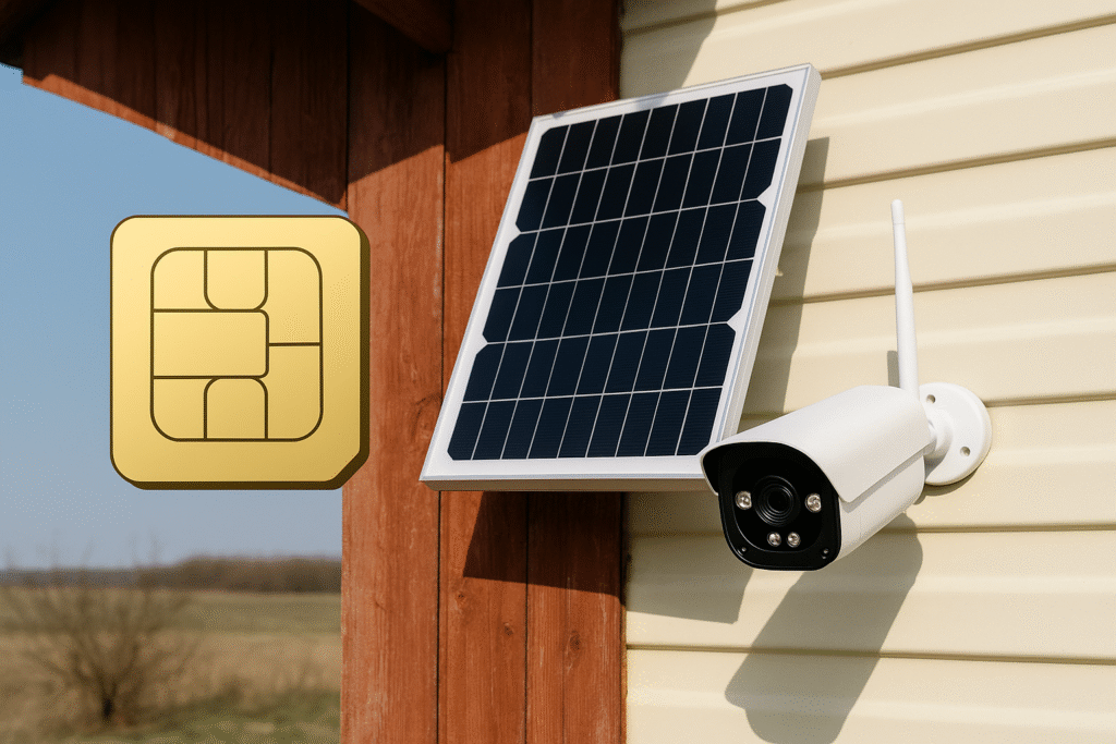Cámara solar 4G con tarjeta SIM instalada en finca para vigilancia sin WiFi