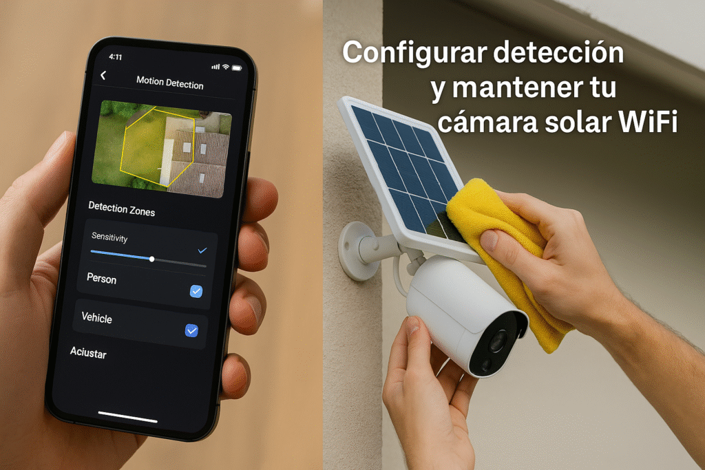 Configuración y mantenimiento de cámara solar WiFi